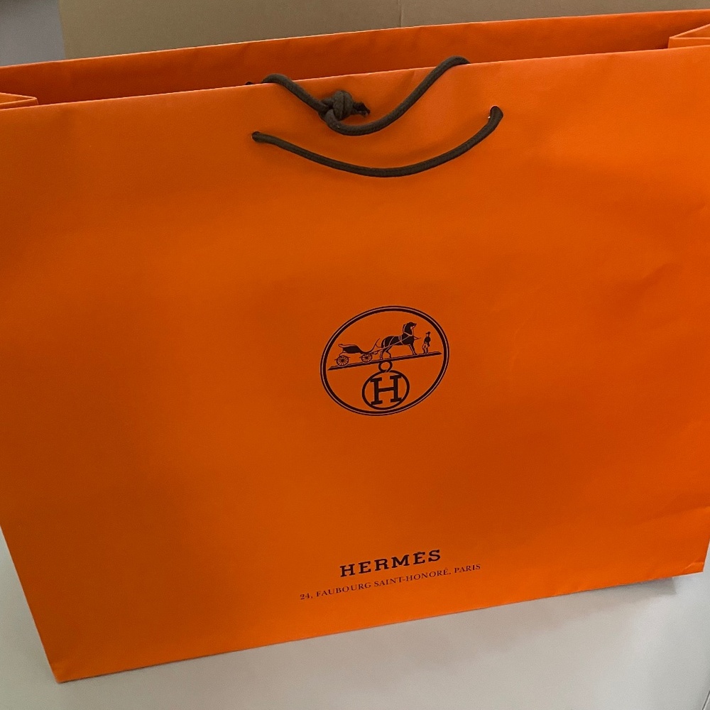 Five (5) Empty Hermes Shopping Bags Extra Large--23.5" x 19.5" x 7.5"